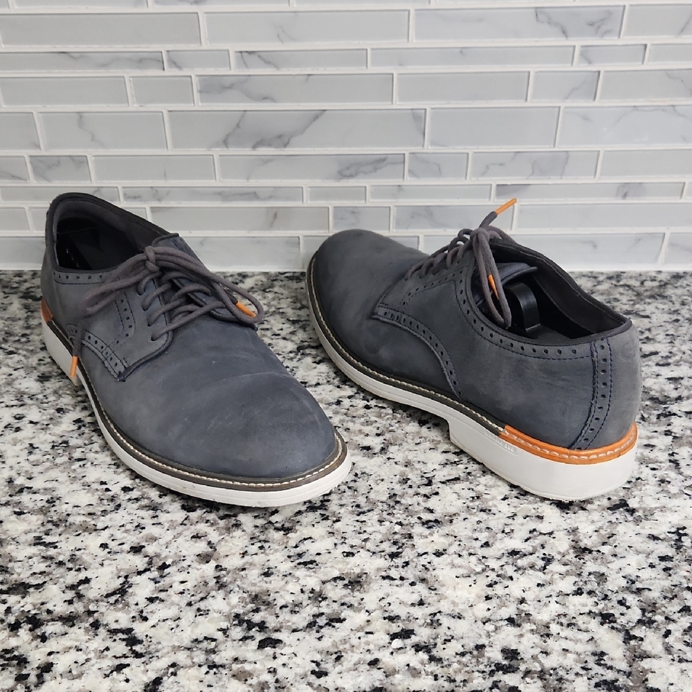 Blue Suede Cole Haan Grand 360 Plain Toe Oxford Dress Shoes sz 11 M hybrid soles